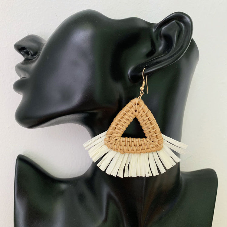 New Raffia Rattan Earrings Female Colorful Geometric Round Straw Earrings Earrings