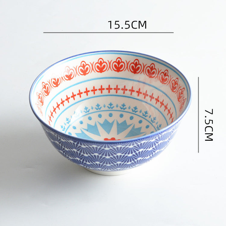 Household Japanese Underglaze Ceramic Rice Bowl