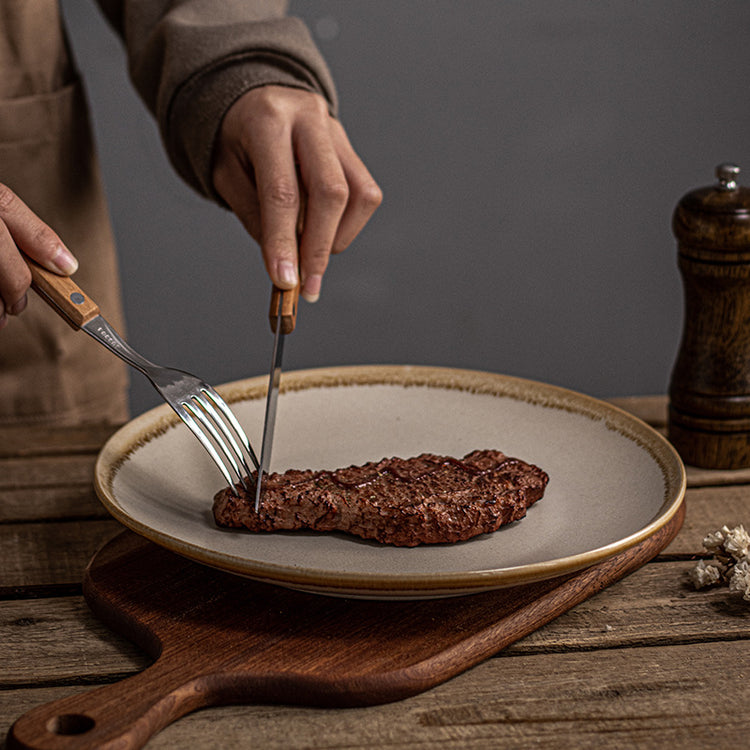 Round Ceramic Platter Breakfast Steak Plate