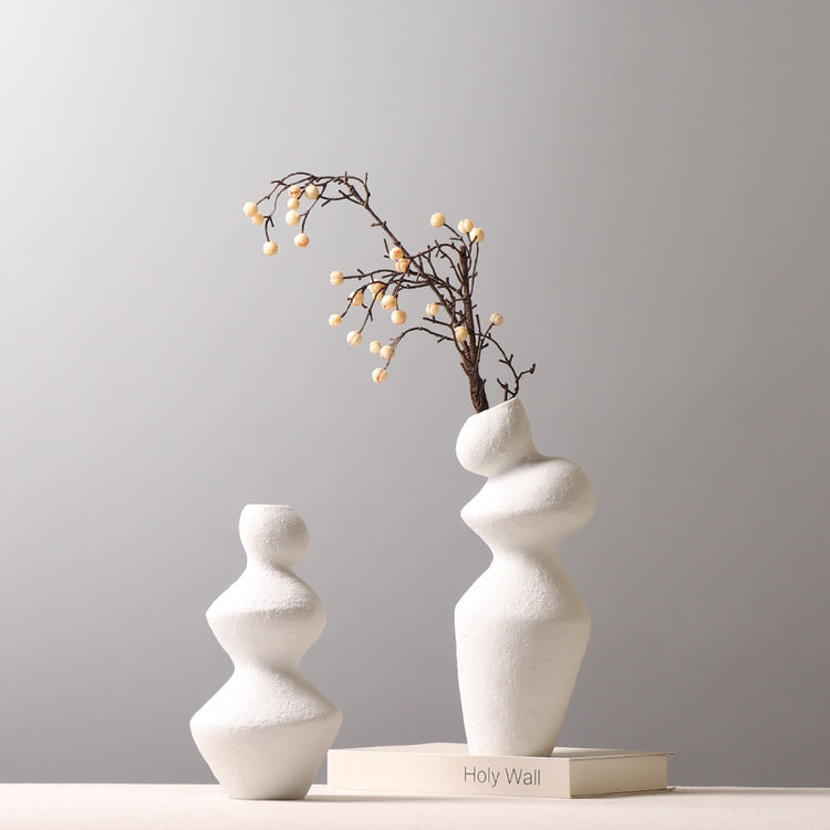 Simple And Modern Irregularly Stacked Ceramic Vases Living Room Flower Arrangement Decorations