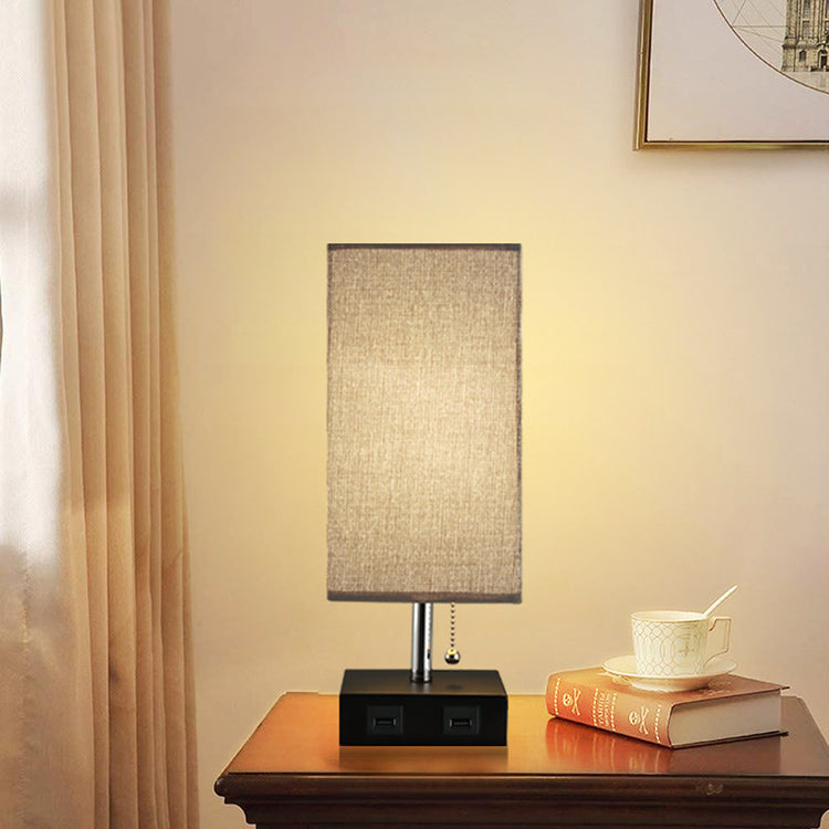 USB Charging Cloth Cover Table Lamp American Simple And Modern