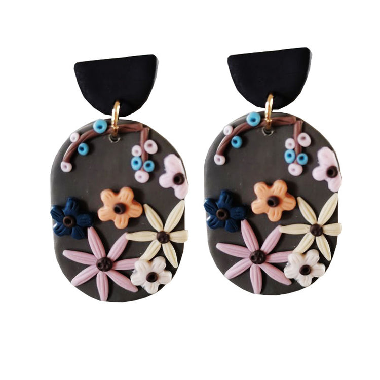 Clay Terracotta Delicately Carved Earrings