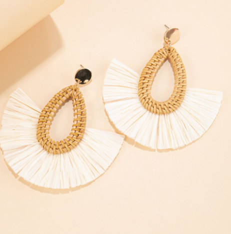 Ins Holiday Net Red Wind Rattan Earrings Female Spring And Summer