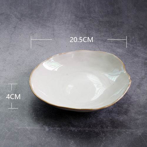 Irregular ceramic bowl dinner plate