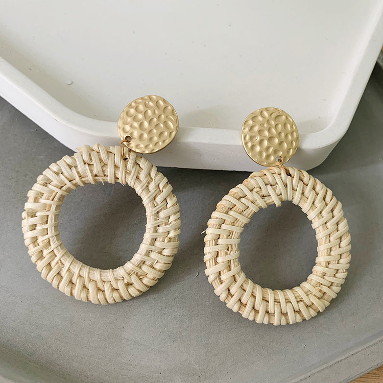 Multiple Style Handmade Rattan Vine Braid Weave Earrings