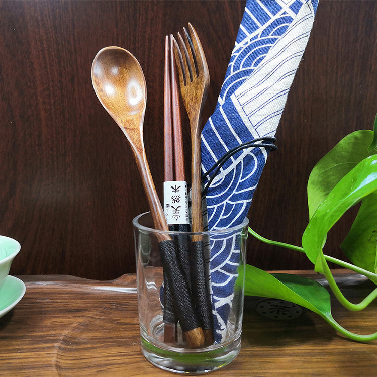 Spoon and fork portable Japanese style set