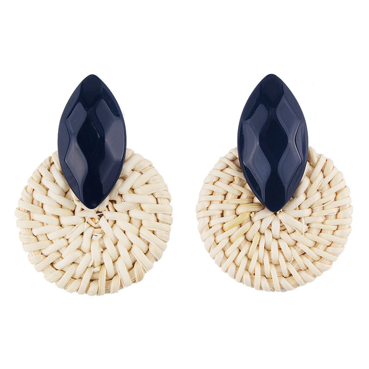 Vintage rattan woven earrings