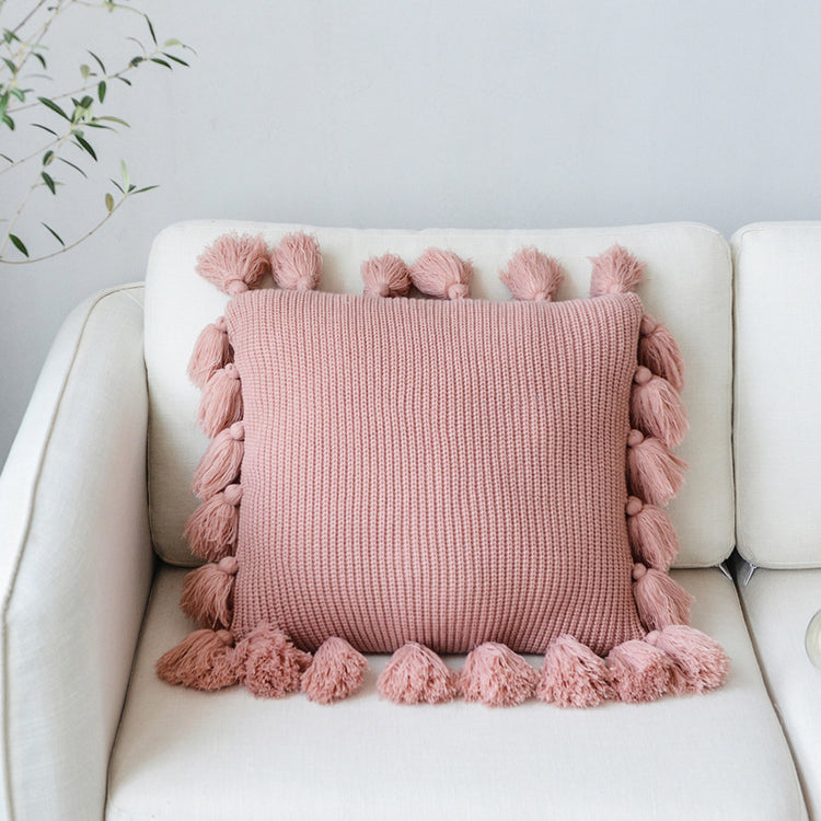 Nordic simple solid color wool ball pillow