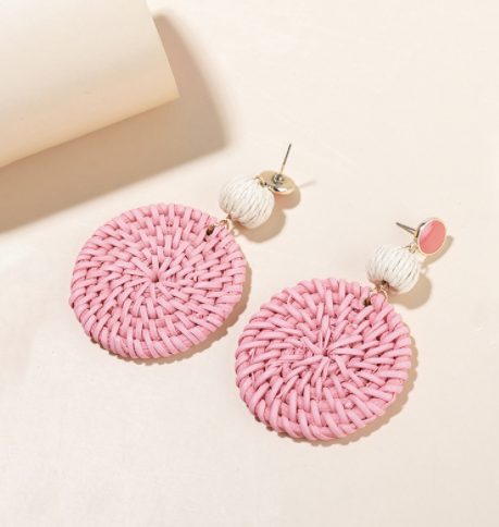 Ins Holiday Net Red Wind Rattan Earrings Female Spring And Summer