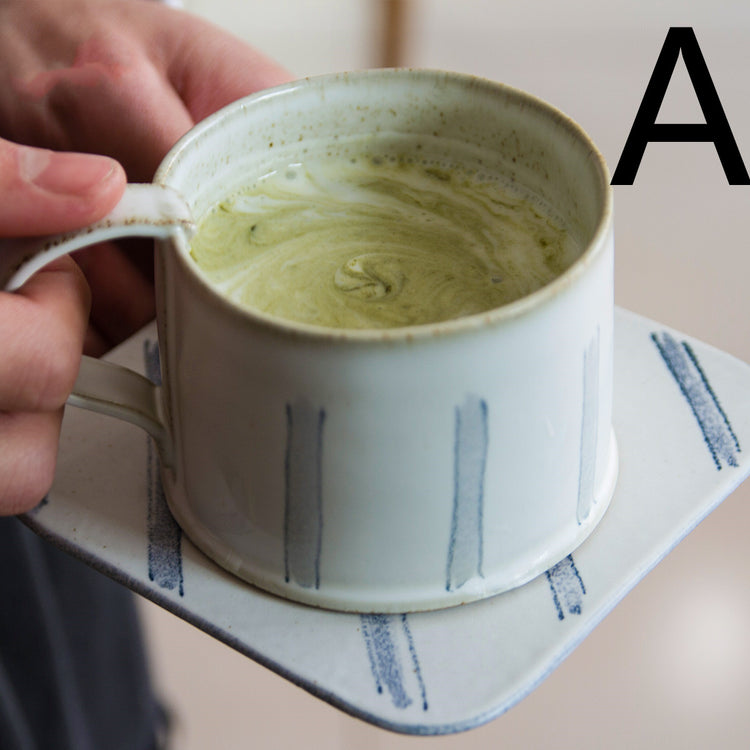 Handmade Stoneware Coffee Cup And Saucer Set