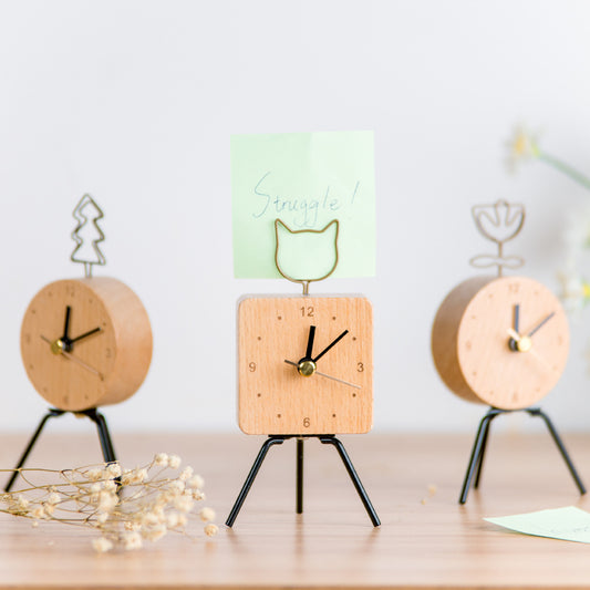 Wooden simple iron clock