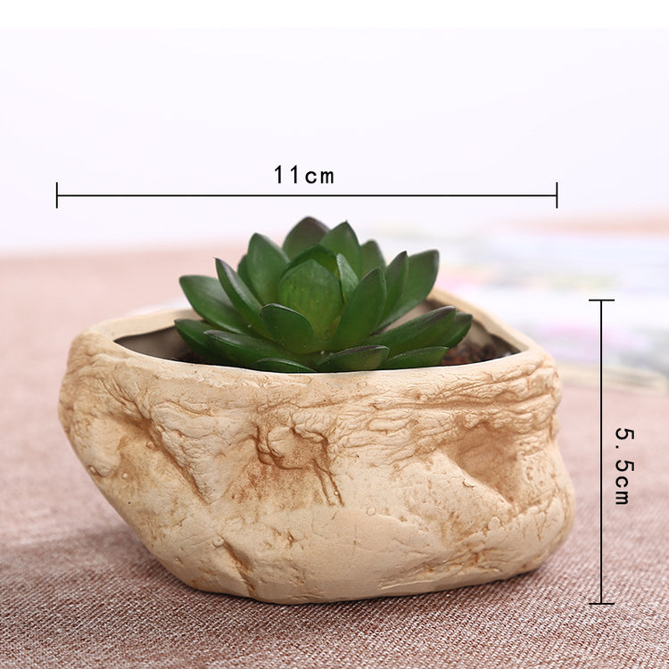 Mini Stone Succulent Plant Potted Kiln Becomes Creative Ceramic Green Plant Pot