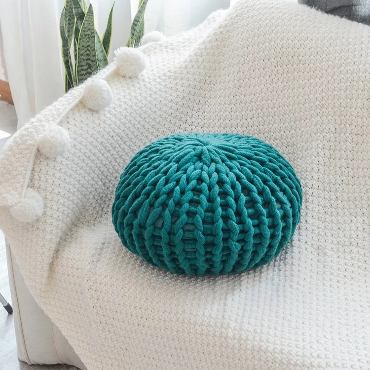 Handmade Thick Wool Woven Pillow, Creative Round Futon