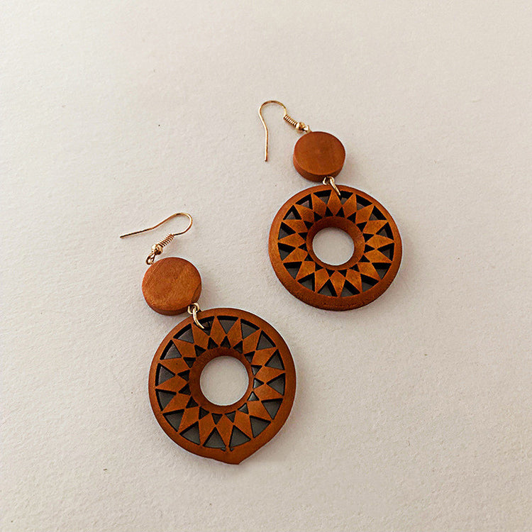 Vintage rattan woven earrings