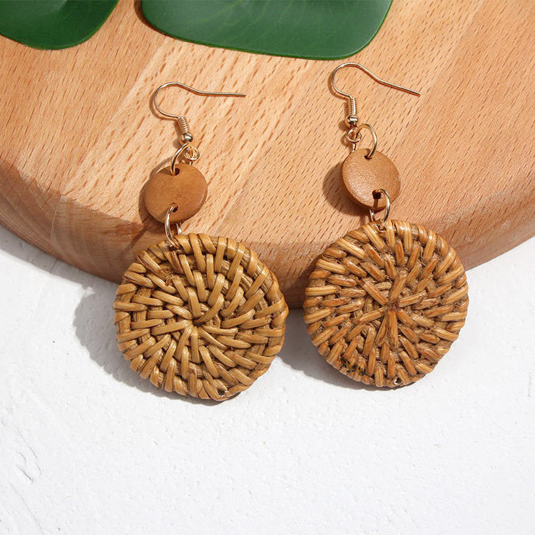 Bohemian vintage bamboo braided earrings