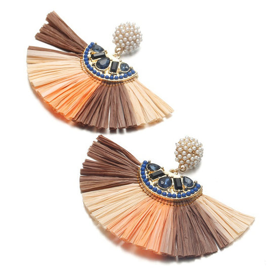 Raffia tassel earrings