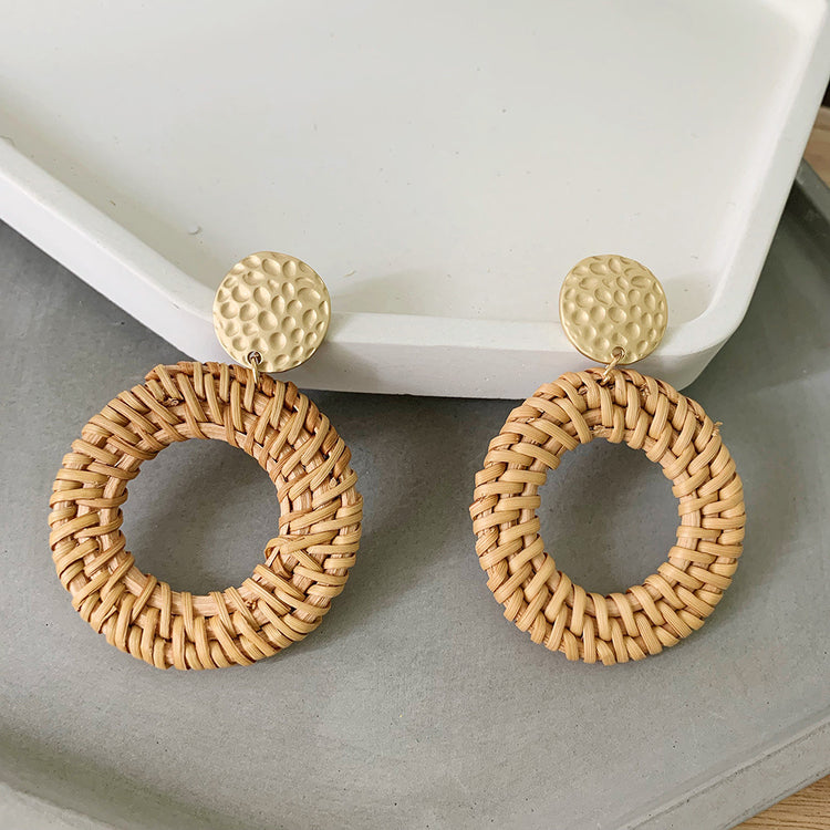 Multiple Style Handmade Rattan Vine Braid Weave Earrings