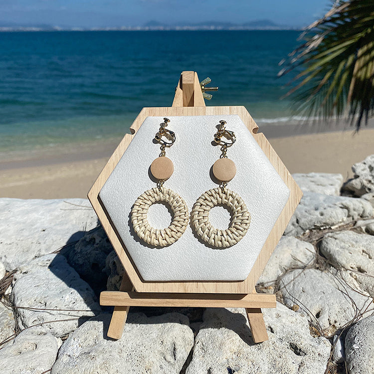 Handmade Straw And Rattan Earrings Ethnic Style Holiday Style