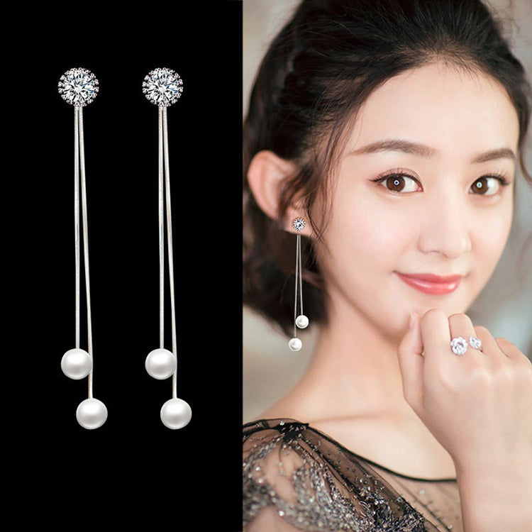 Simple long tassel earrings