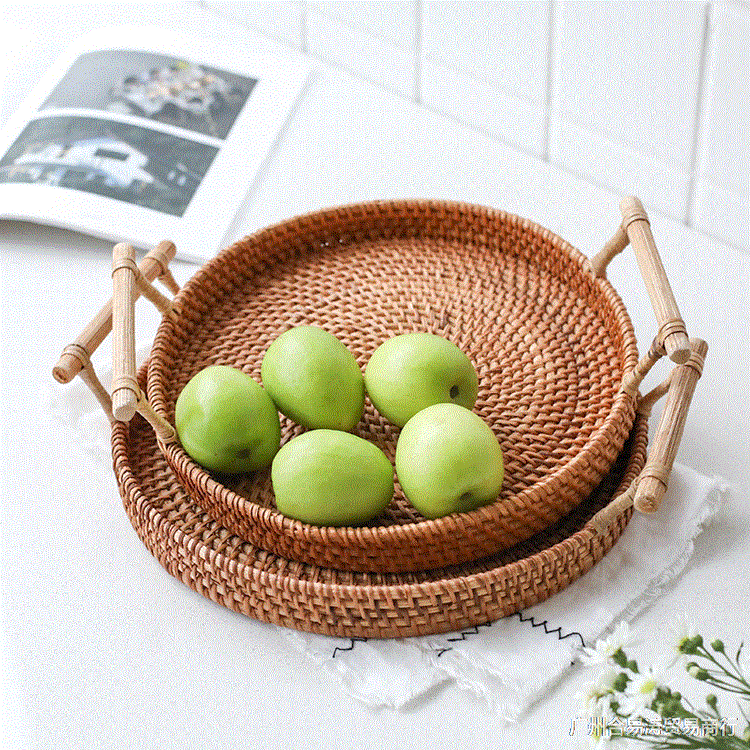 Handmade rattan bread fruit basket