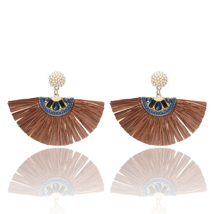 Raffia tassel earrings