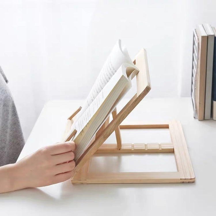 Foldable Wood Bookends Stand Cookbook Holder Reading Rack