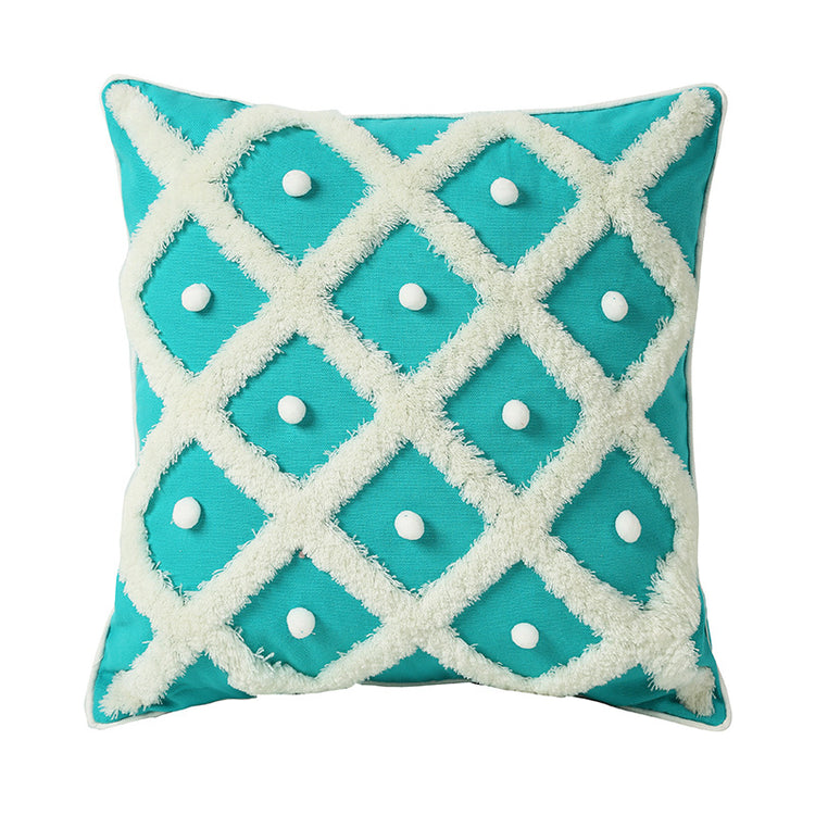 Sky Blue Tufted Moroccan Pillow Case