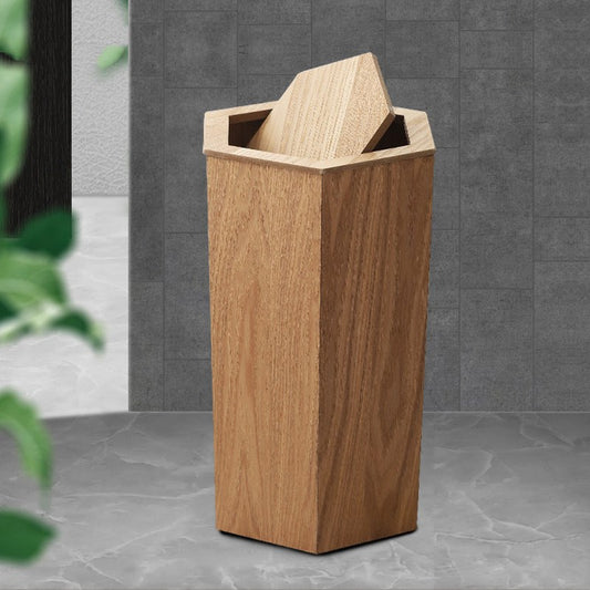 Wooden Trash Can with Lid | Nordic Home Living