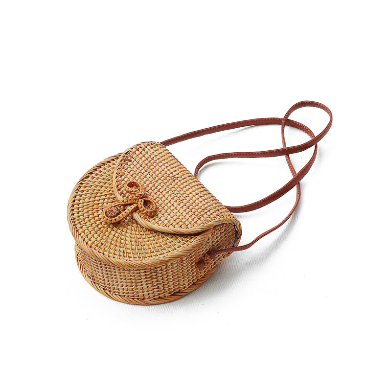 Rattan Woven Bag Semicircle Shoulder Bag Rattan Woven Bag Messenger Bag