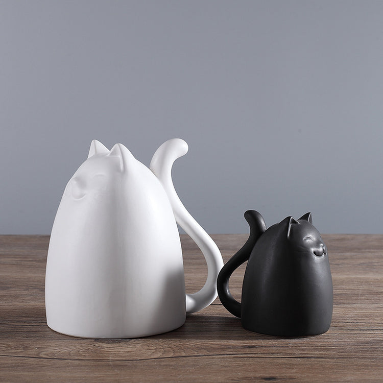 Black And White Cat Furnishings Ceramic Vase Ornaments Nordic Ceramics Home Crafts Family Of Three Cat Ornaments