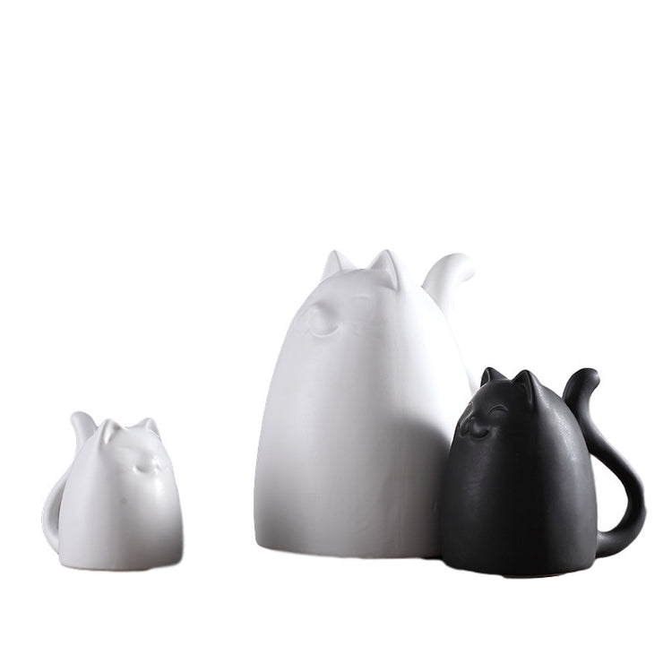 Black And White Cat Furnishings Ceramic Vase Ornaments Nordic Ceramics Home Crafts Family Of Three Cat Ornaments