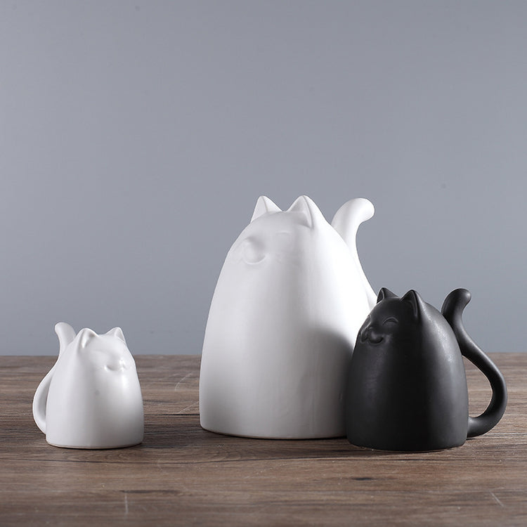 Black And White Cat Furnishings Ceramic Vase Ornaments Nordic Ceramics Home Crafts Family Of Three Cat Ornaments