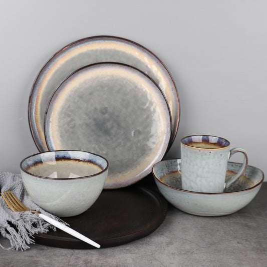 Japanese Style Retro Ice Cracked Glaze Plate Bowl Cup