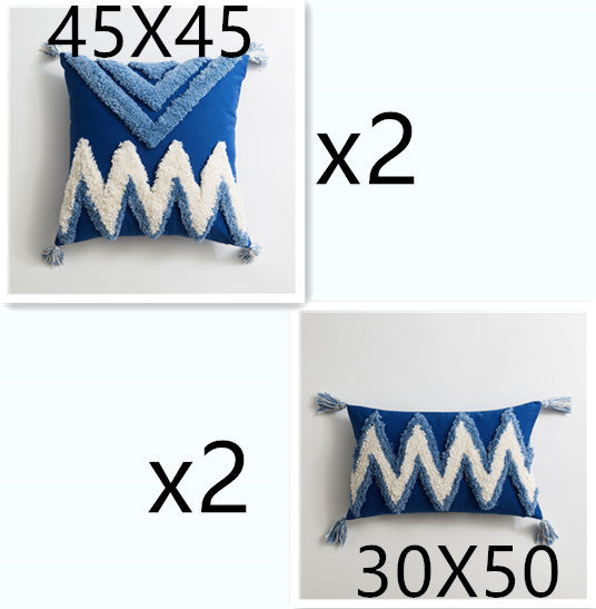 Blue and white colour Cotton canvas pillow