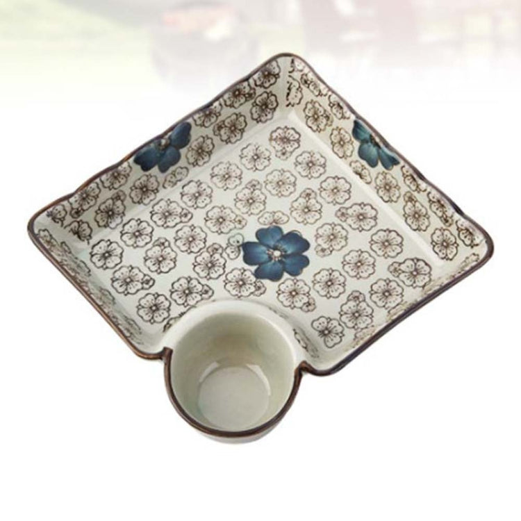 Ceramic Dumpling Plate With Vinegar Dish