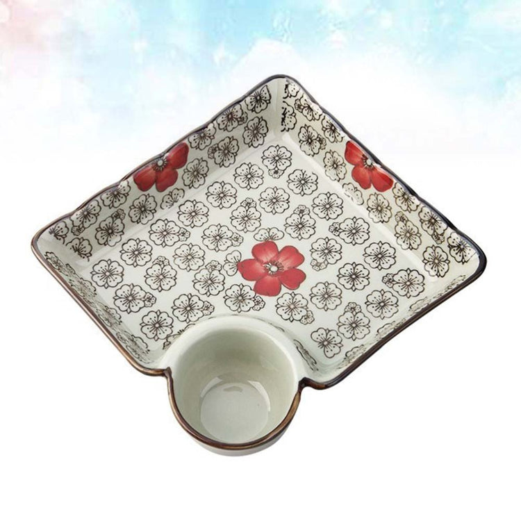 Ceramic Dumpling Plate With Vinegar Dish