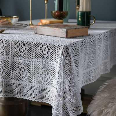 Retro Pastoral Cotton Thread Crocheted Tablecloth Hollow Tablecloth Tea Table Cloth Bedside