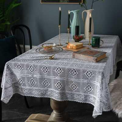 Retro Pastoral Cotton Thread Crocheted Tablecloth Hollow Tablecloth Tea Table Cloth Bedside