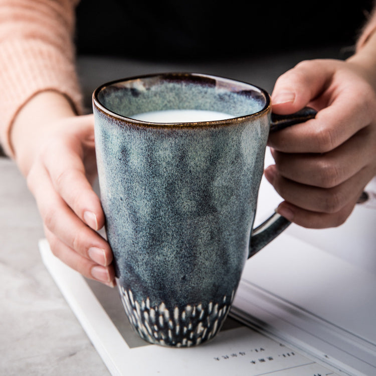 Ceramic Mug, High Mug, Large Capacity Simple Hand-painted Coffee Cup, Nordic Style Mug