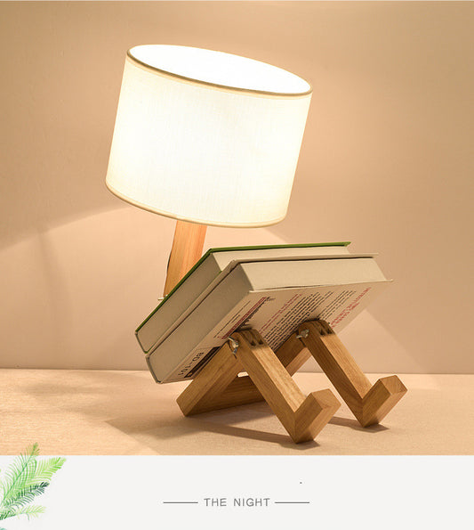 Wooden Table Lamp | Bedside Reading Lamp | Fabric Lighting