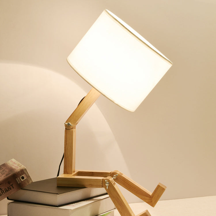 Wooden Table Lamp | Bedside Reading Lamp | Fabric Lighting