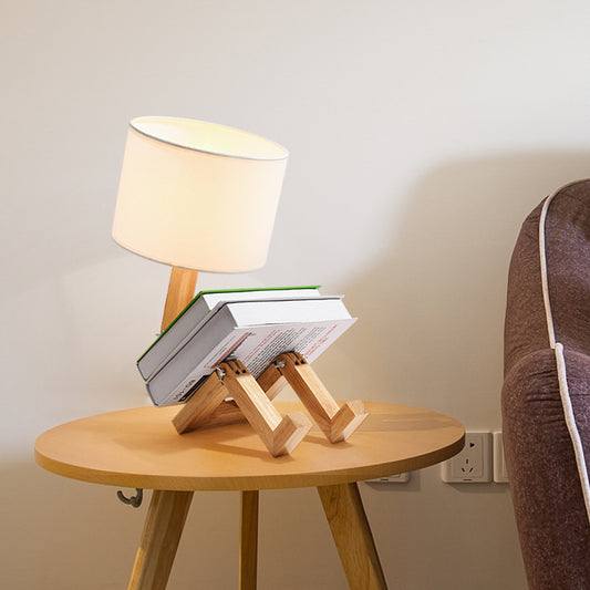 Wooden Table Lamp | Bedside Reading Lamp | Fabric Lighting