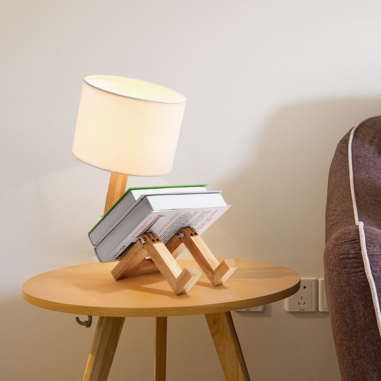 Wooden Table Lamp | Bedside Reading Lamp | Fabric Lighting