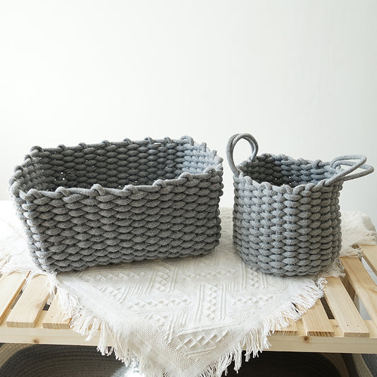 Storage Basket Sundries Storage Box Handmade Cotton Rope Storage Basket Homestay Furnishing Storage Shooting Storage Basket