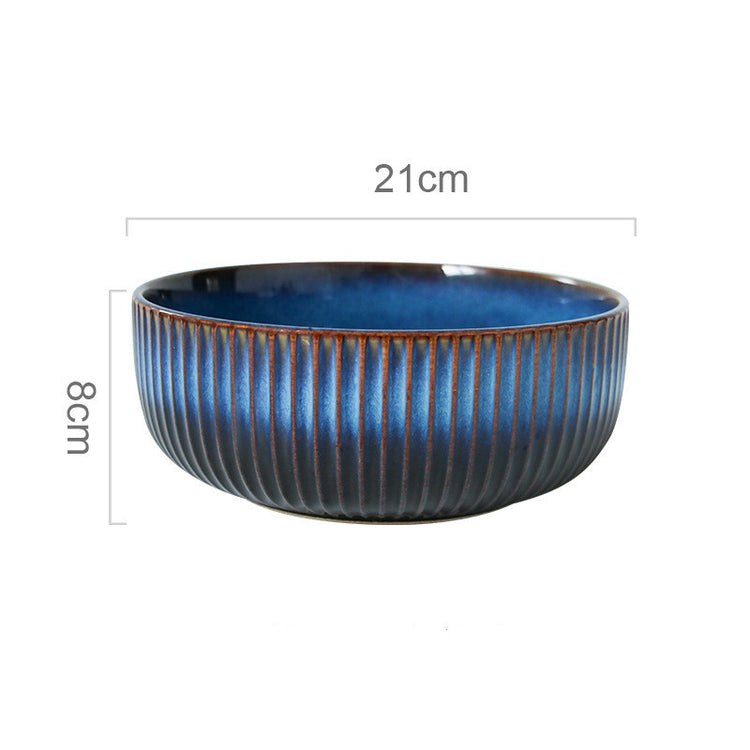 Ceramic Rice Bowl Noodle Bowl Household Salad Bowl Soup Bowl Instant Noodle Bowl Creative Gradient Color Breakfast Bowl