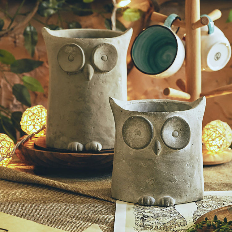 Owl Pattern Planter Concrete Mold DIY Cement Pen Holder Vase Silicone Mold