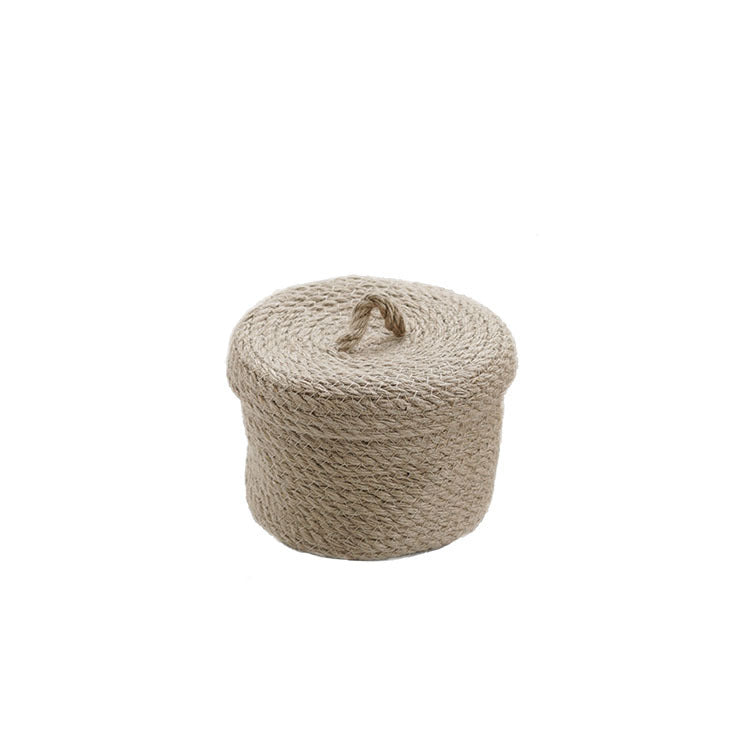 Woven Jute Storage Basket With Lid