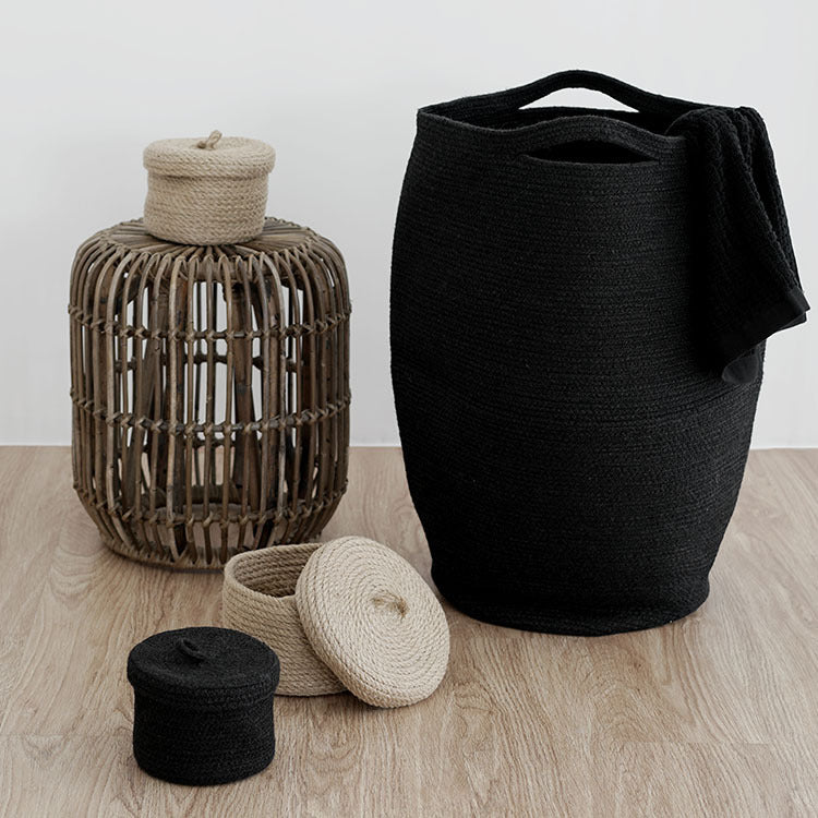 Woven Jute Storage Basket With Lid