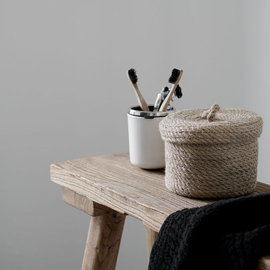 Woven Jute Storage Basket With Lid