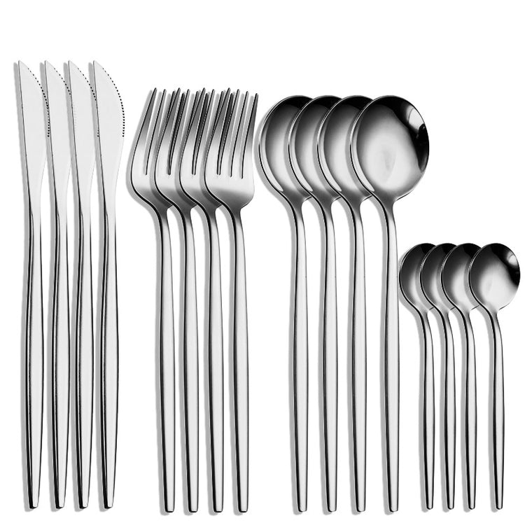 Stainless Steel Western Tableware Fork Set Steak Cutlery Spoon Small Spoon Portugal 16 Piece Cutlery Set